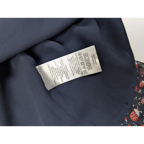 Loft Ladybug Flutter Smocked Ruffle Sleeve Chiffon Blouse Women's Size Small - Picture 9 of 10